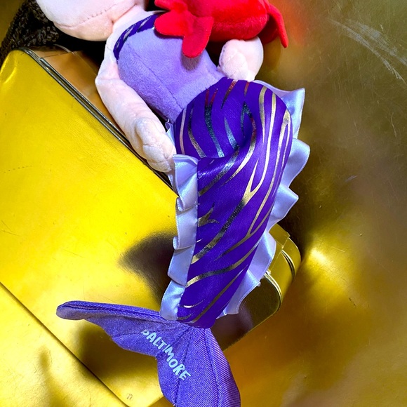 PURPLE MERMAID HOLDING CRAB PLUSH BY THE PETTING ZOO DOLL HAS EMBROIDERED FACE - Picture 10 of 16